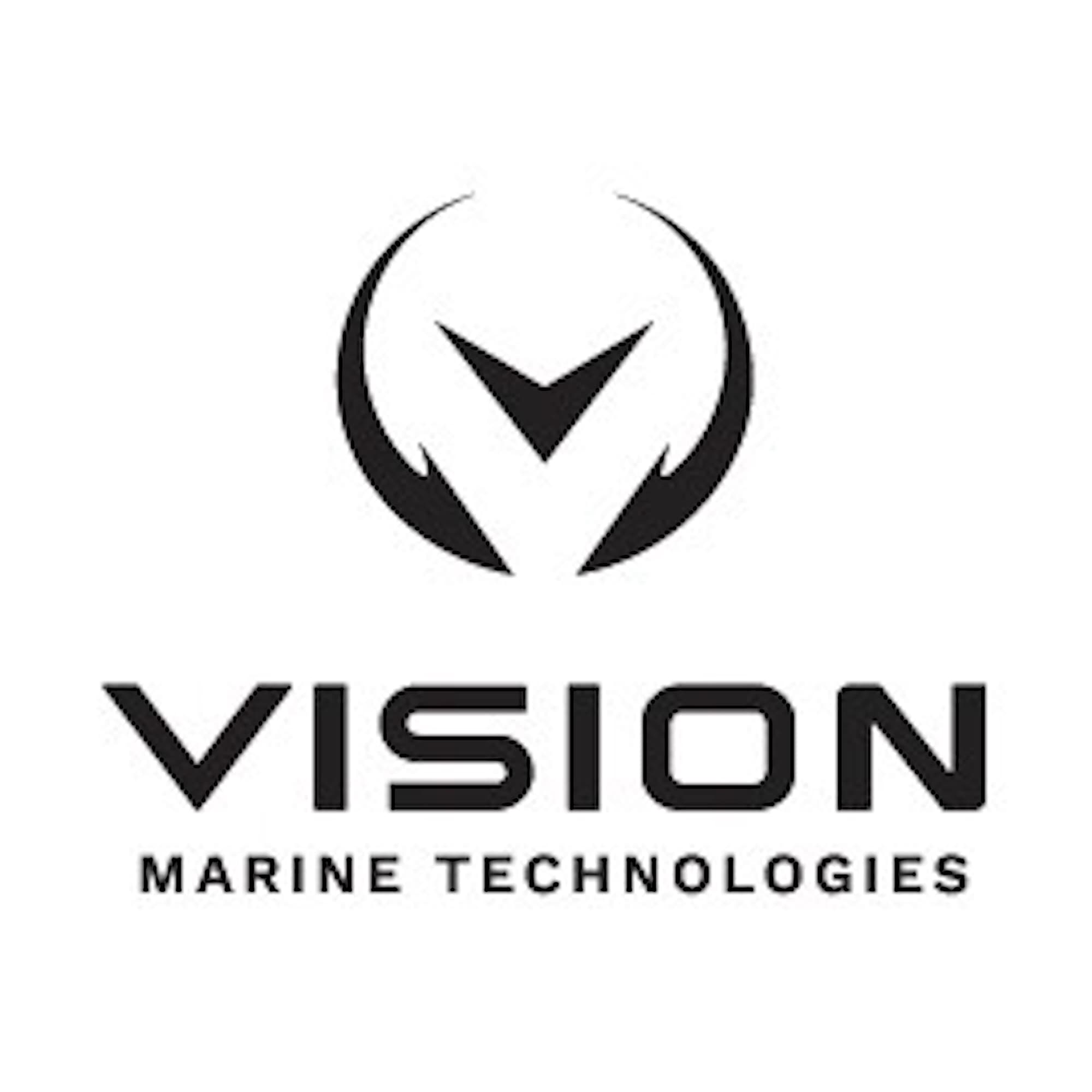 Vision Marine Technologies logo with stylized circular emblem above the company name on a white background