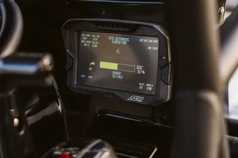 Halevai model2050 helm display close-up showing a digital status screen.