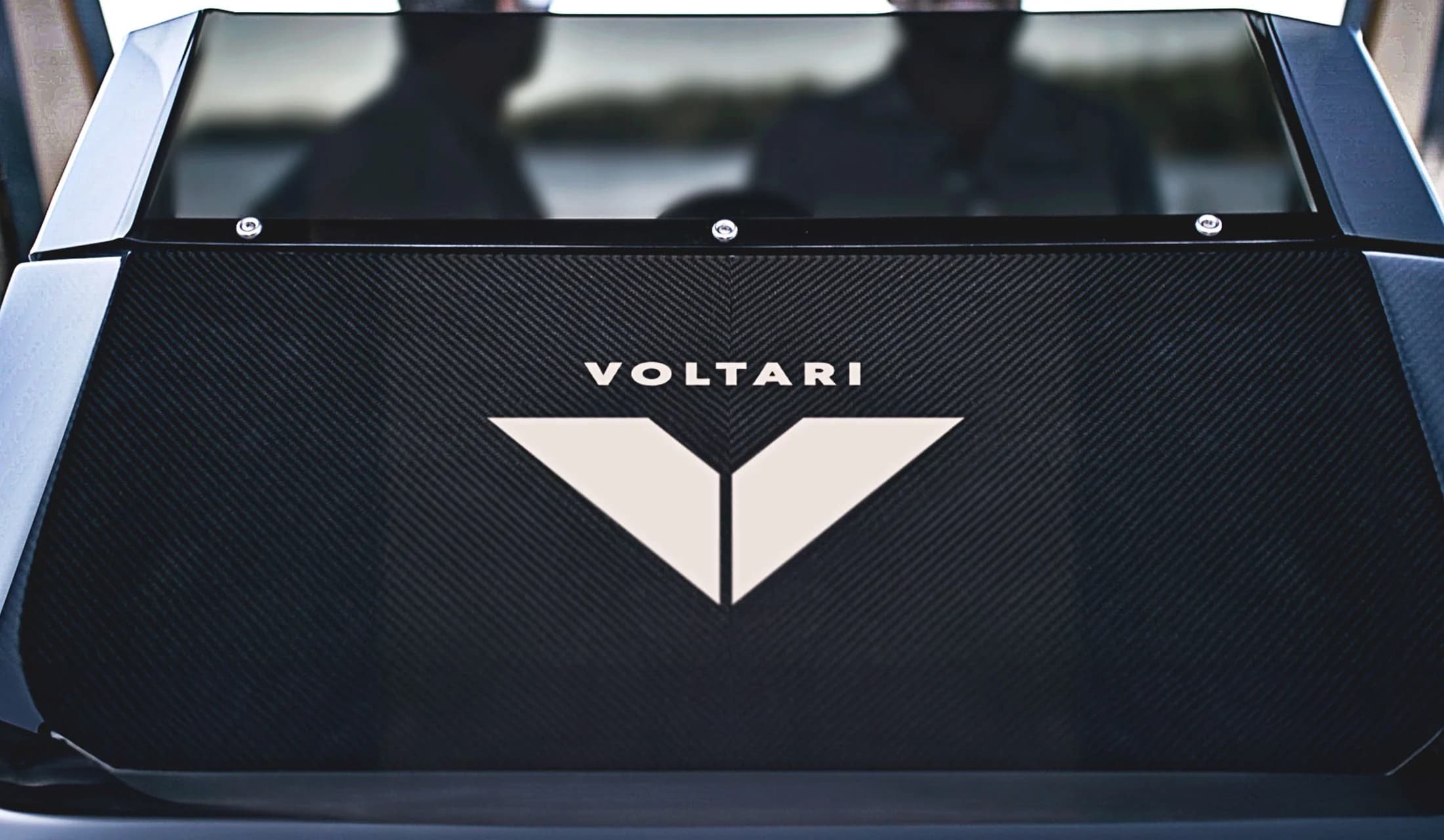 Close-up of the Voltari 260E rear deck with Voltari logo and dark tinted panel