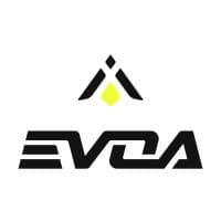 EVOA logo with black stylized lettering and a lime-green triangular accent on a white background