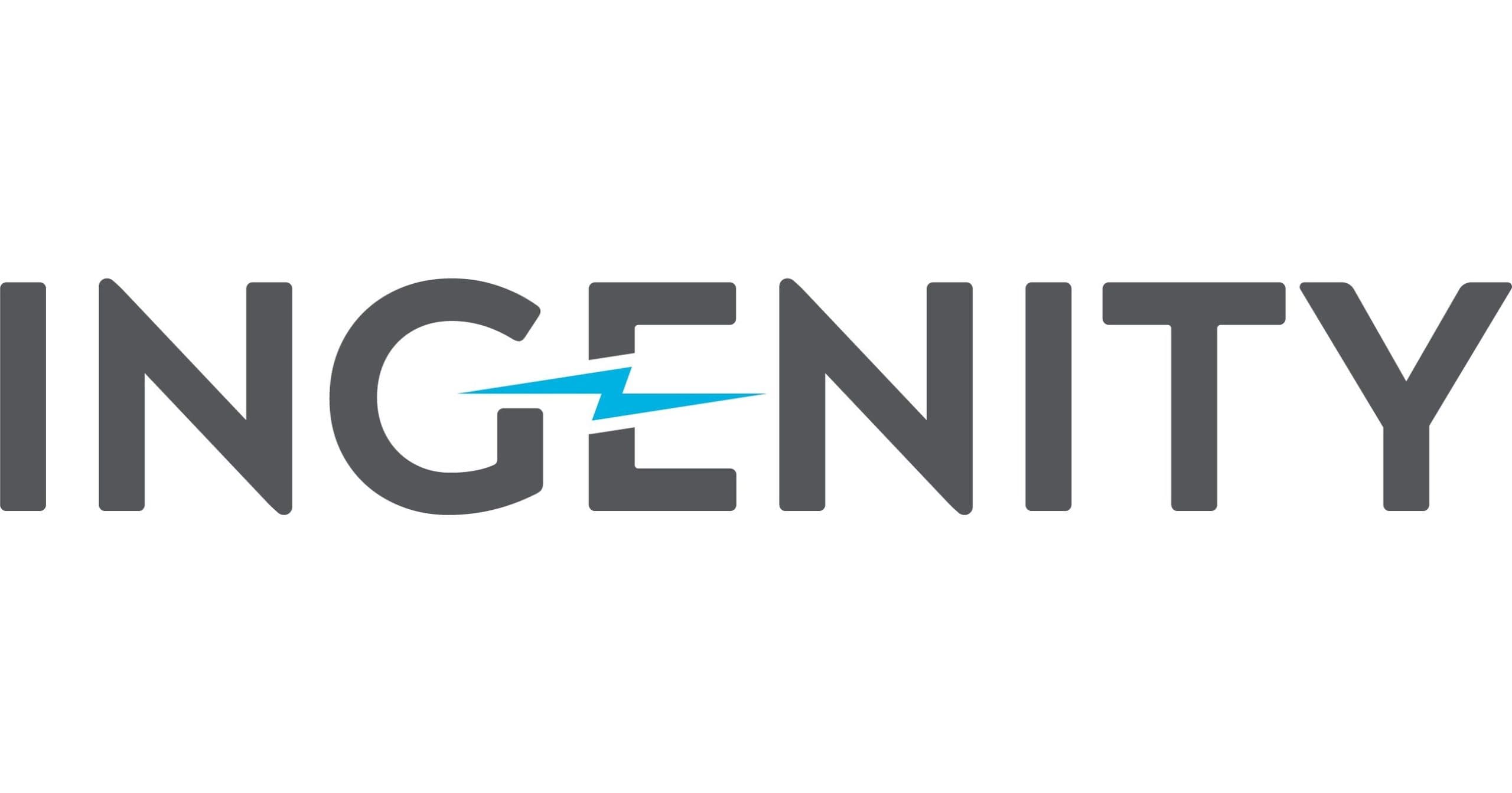 Ingenity logo with a blue lightning bolt integrated into the lettering.